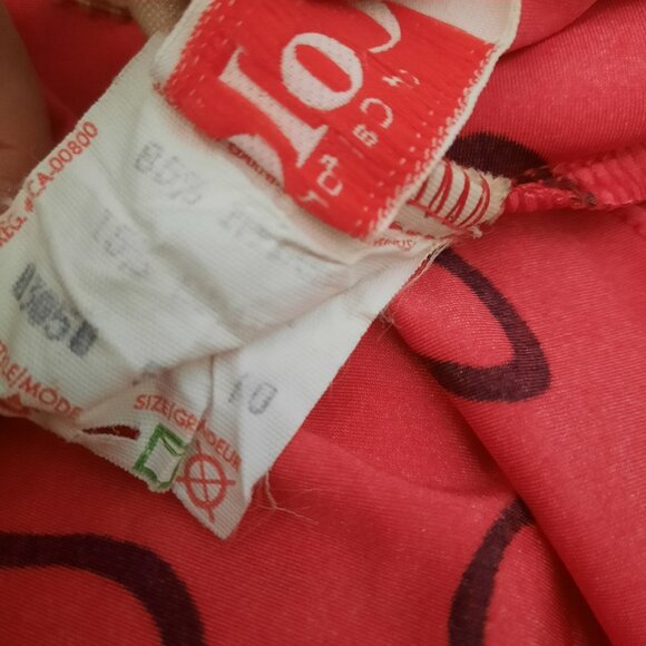 Vintage 80s Cole Of California Swimsuit Womens M Red Abstract Print Side Tie - Picture 11 of 11